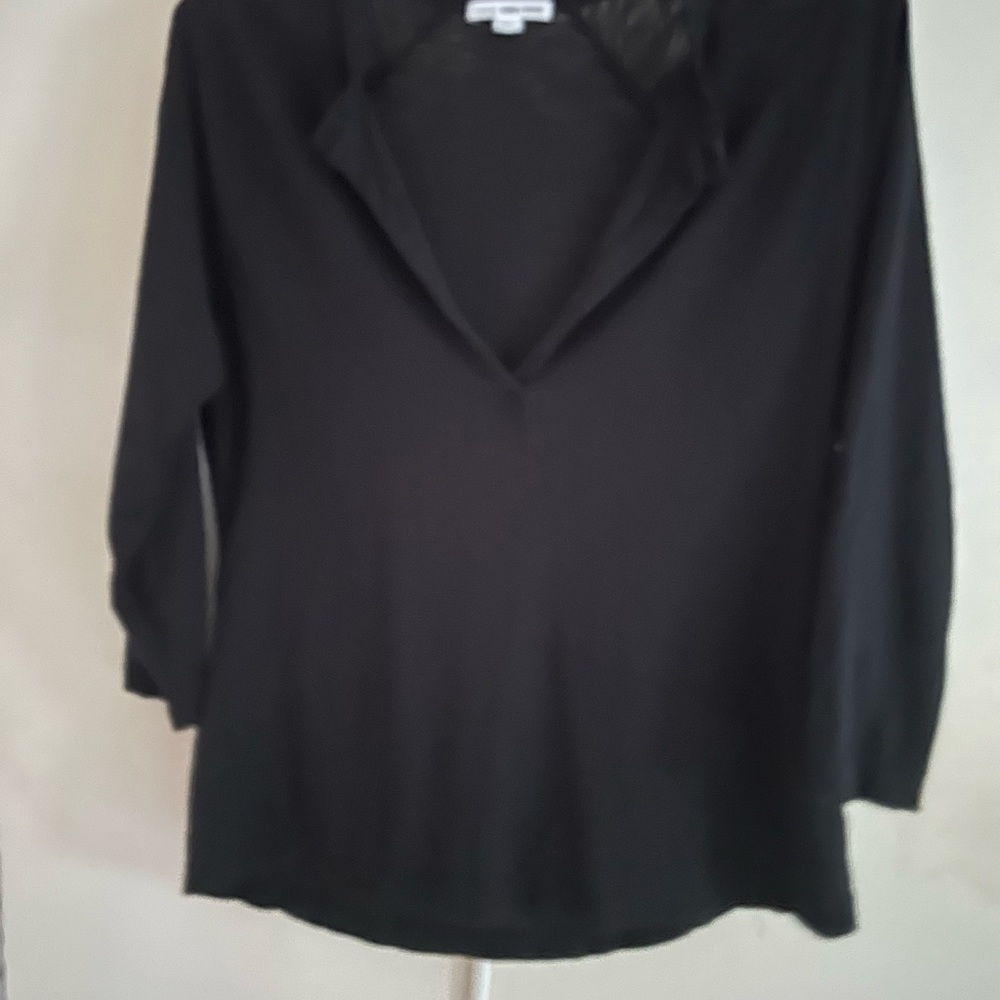 James Perse Black V-Neck Blouse